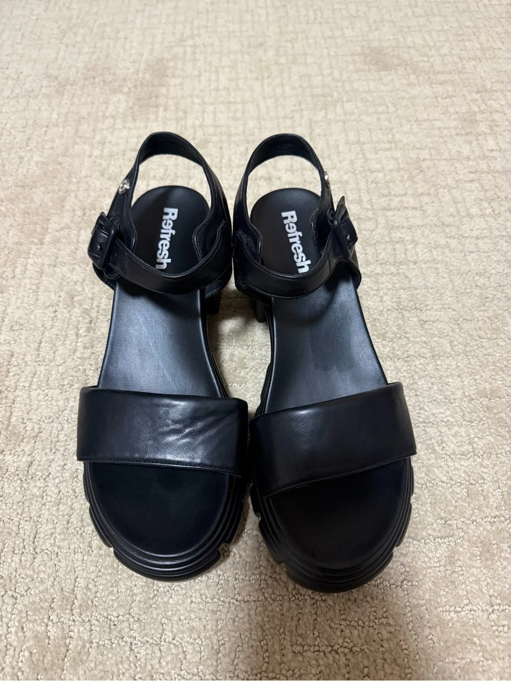 Refresh Women's Black Chunky Platform Sandals - Lightweight - BOGO